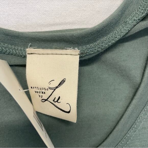 Sage Green Scoop Neck T-shirt Dress rayon spandex lightweight travel Size Large - Picture 6 of 9